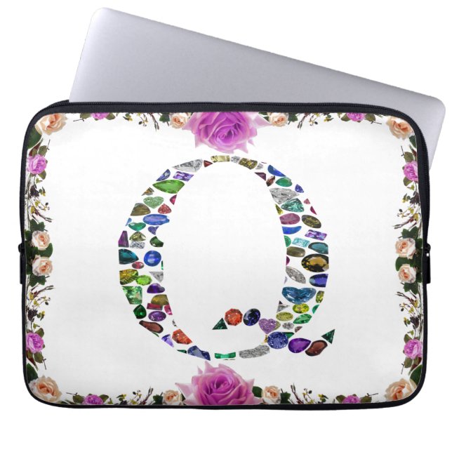 Gemstone Monogram Letter Q Laptopschutzhülle (Vorderseite)