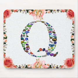 Gemstone Monogram Letter Q Mousepad