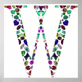 Gemstone Monogram Letter W Poster