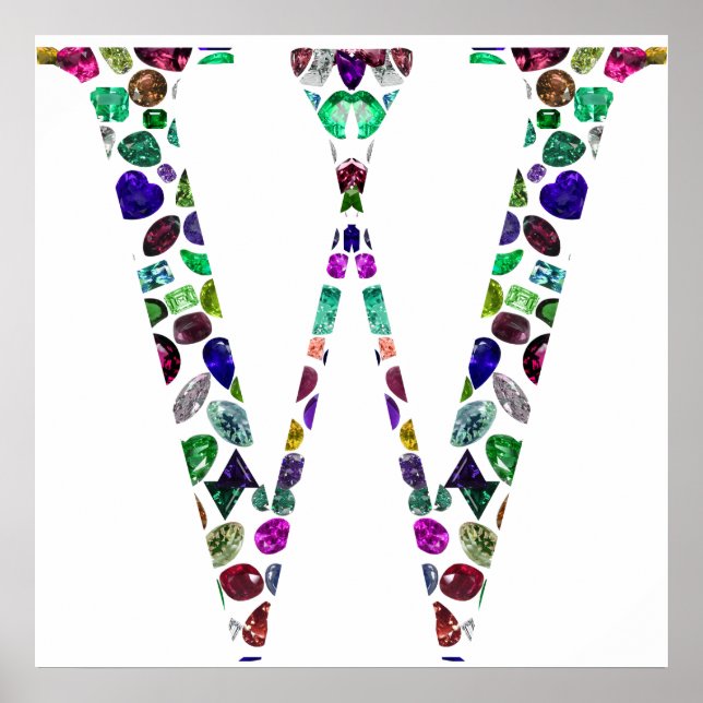 Gemstone Monogram Letter W Poster (Vorne)
