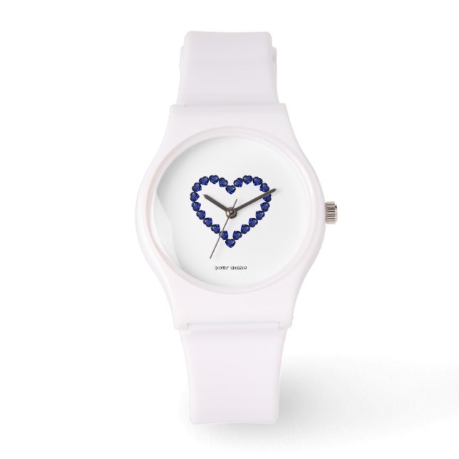 Gemstone Sapphire Blue Heart Armbanduhr (Vorderseite)