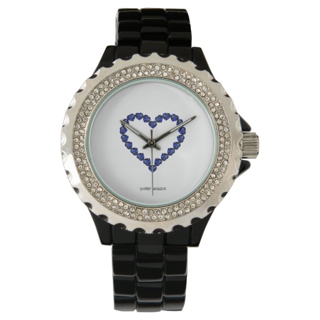 Gemstone Sapphire Blue Heart Armbanduhr (Vorderseite)