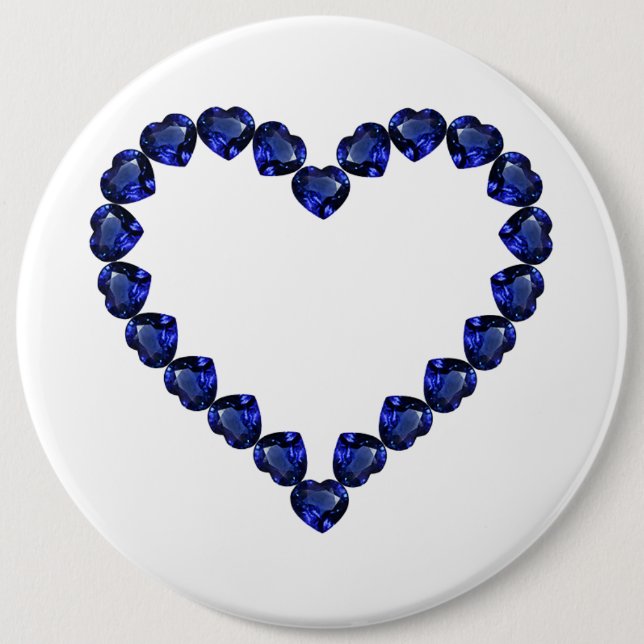 Gemstone Sapphire Blue Heart Button (Vorderseite)
