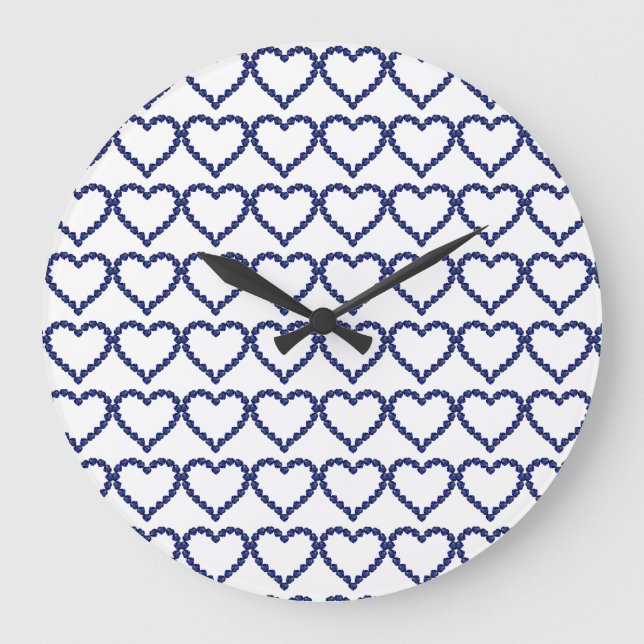 Gemstone Sapphire Blue Heart Große Wanduhr (Vorderseite)