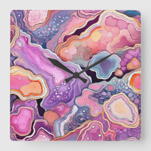 Gemstone Symphony Clock Quadratische Wanduhr