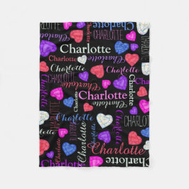 Gemstones Herz individuelle Name farbenfroh Charlo Fleecedecke