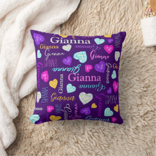 Gemstones Herz individuelle Name farbenfroh Gianna Kissen