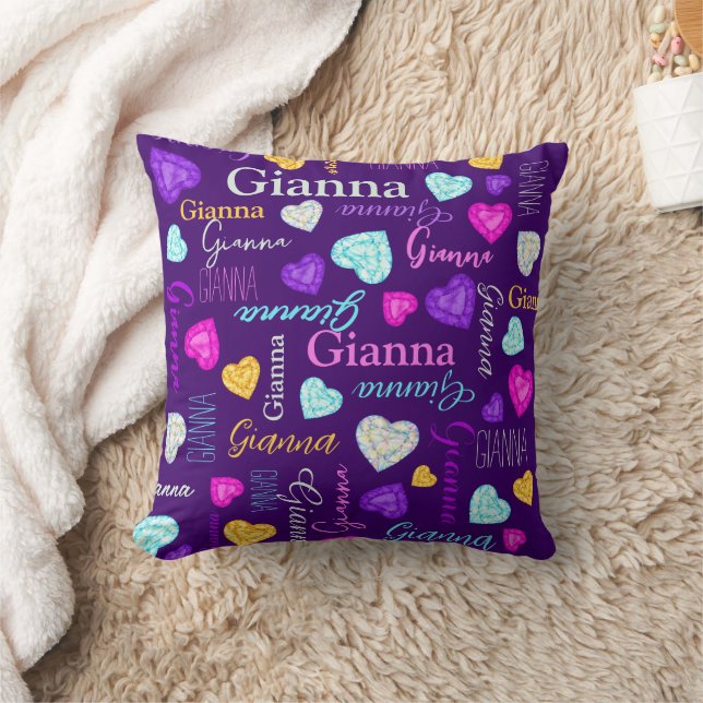 Gemstones Herz individuelle Name farbenfroh Gianna Kissen (Decke)