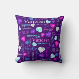 Gemstones Herzen individuelle Name farbenfroh Vane Kissen