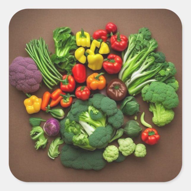 Gemüse-Aufkleber Quadratischer Aufkleber (Vorderseite)