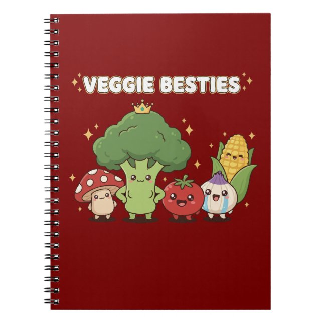 Gemüse-Besties | Süßer Kawaii-Cartoon-Gemüse Notizblock (Vorderseite)