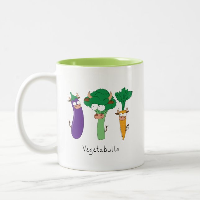Gemüse Bullen Niedlich Kids Cartoon Zweifarbige Tasse (Links)