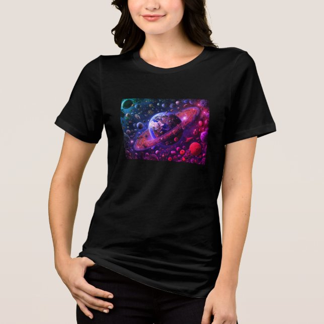 Gemüse der Erde + Jupiter Black Short Sleeve Tri-Blend Shirt (Vorderseite)