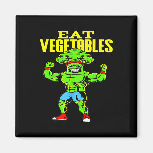 Gemüse essen lustiger Brokkoli Fitness Kraftsport Magnet