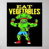 Gemüse essen lustiger Brokkoli Fitness Kraftsport