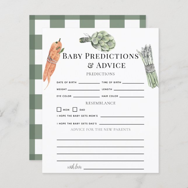 Gemüse grüne Baby-Vorhersagen und Ratschläge (Vorne/Hinten)