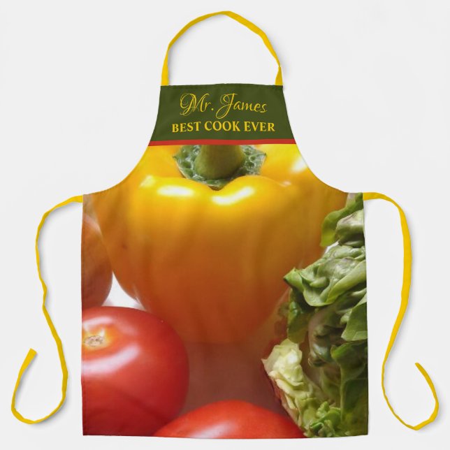 Gemüse Tomaten Bester Koch je Name Funny hinzufüge Schürze (Vorderseite)