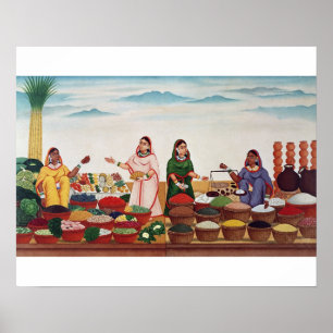 Gemüse-und Gewürz-Markt bei Benares, c.1840 (gou Poster