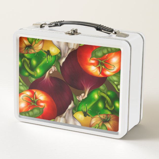 Gemüse und Kräuter Bio Naturfrische Lebensmittel Metall Lunch Box (Vorderseite)