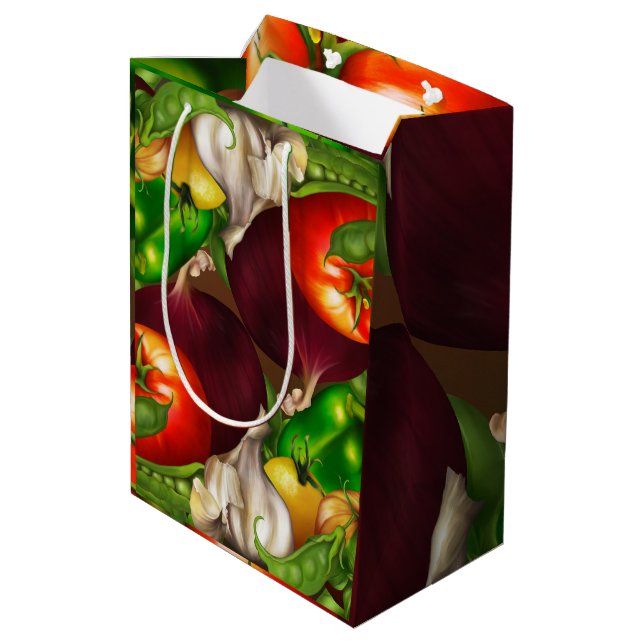 Gemüse und Kräuter Bio Naturvegetation Lebensmitte Mittlere Geschenktüte (Rückseite Schrägansicht)