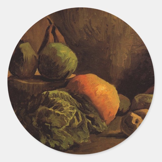 Gemüse und Obst von Vincent van Gogh Runder Aufkleber (Vorderseite)