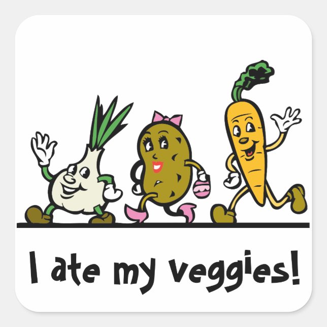 Gemüse / Veggie Ate My Veggies Prämienaufkleber Quadratischer Aufkleber (Vorderseite)