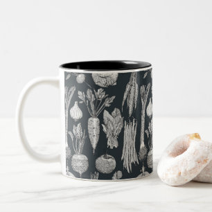 Gemüse vom Bauernmarkt schwarz gunmetal Zweifarbige Tasse