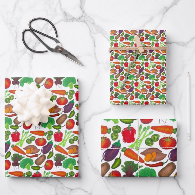 Gemüsegarten Gemüse Veggies Bauernmarkt Veg Geschenkpapier Set (Vorderseite)