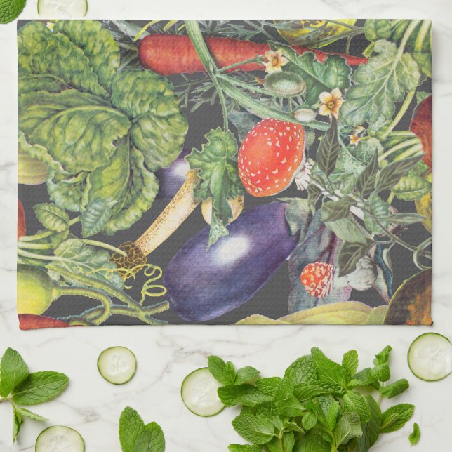 Gemüsegarten Menagerie Geschirrtuch (Gefaltet)