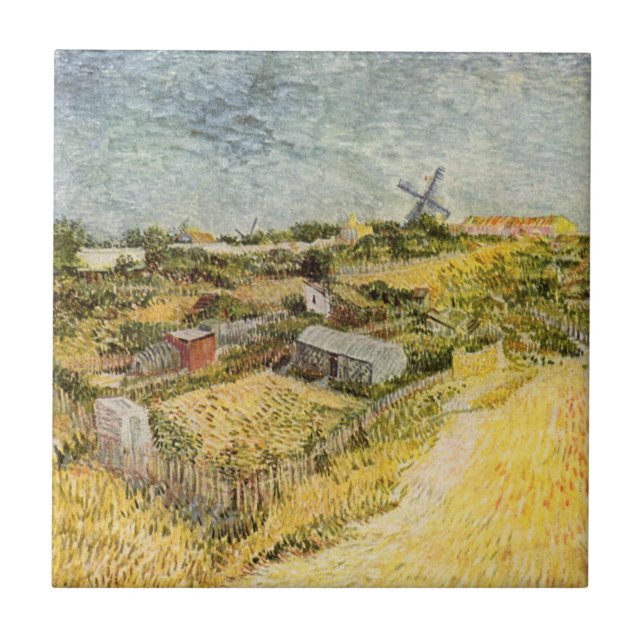 Gemüsegärten, Montmartre von Vincent van Gogh Fliese (Vorderseite)