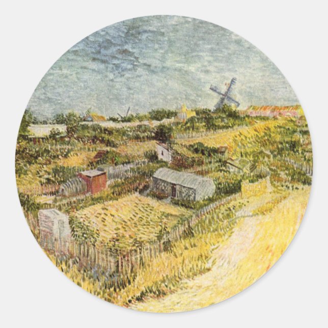 Gemüsegärten, Montmartre von Vincent van Gogh Runder Aufkleber (Vorderseite)