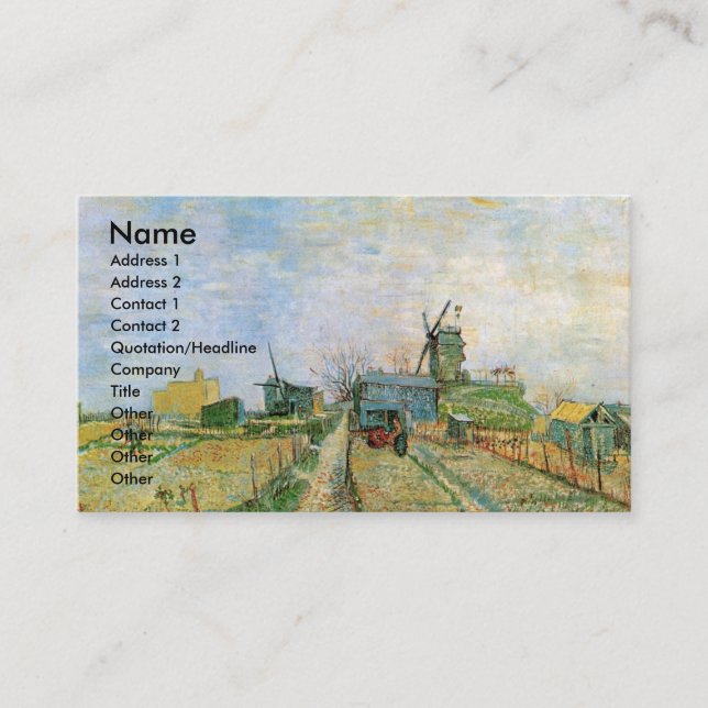 Gemüsegarten von Vincent van Gogh in Montmartre Visitenkarte (Vorderseite)