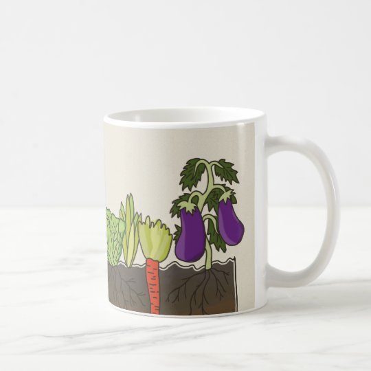 Gemüsegartenbodenerde überlagert Küchendekor Kaffeetasse