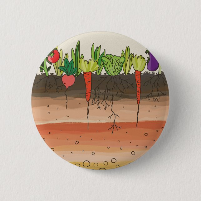 Gemüsegartenbodenerde überlagert Naturkunst Button (Vorderseite)