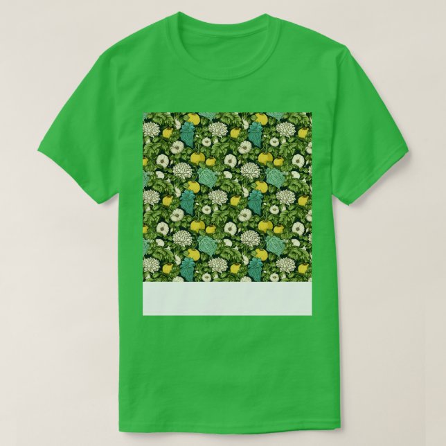 Gemüsegartiges, nahtloses Muster Veggie Leafy Grün T-Shirt (Design vorne)