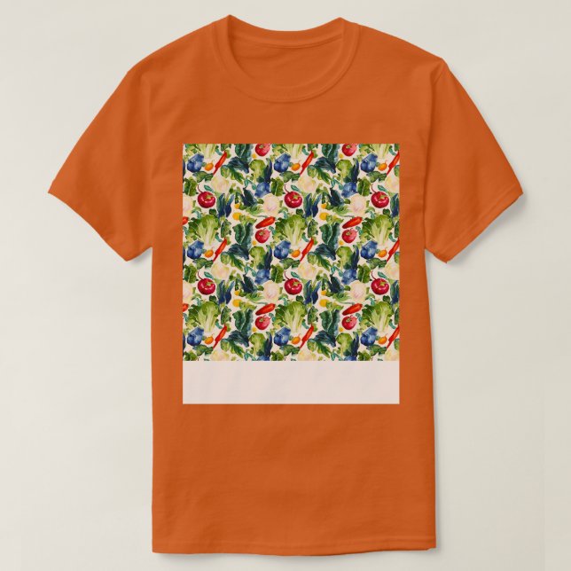 Gemüsegartiges, nahtloses Muster Veggie Leafy Grün T-Shirt (Design vorne)