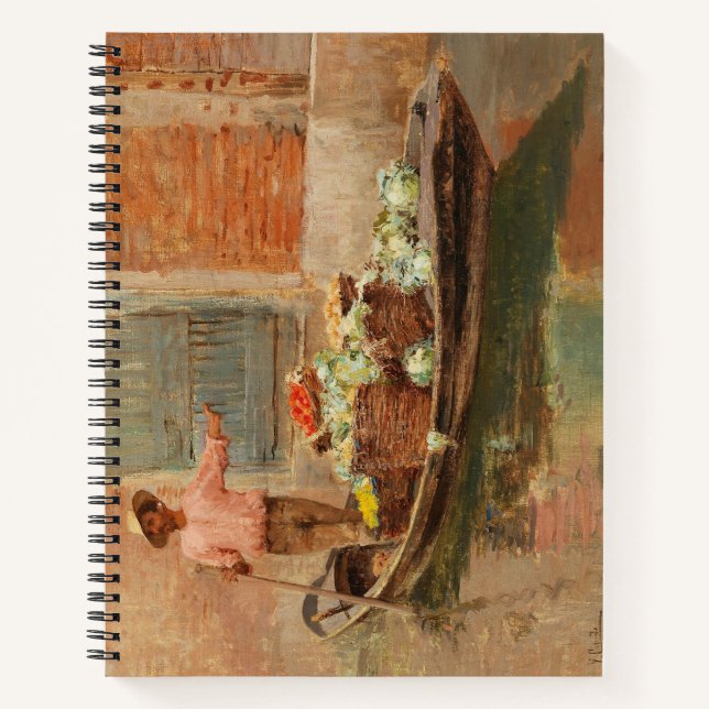 Gemüsehändler in Venedig (von Vincenzo Caprile) Notizbuch (Vorderseite)