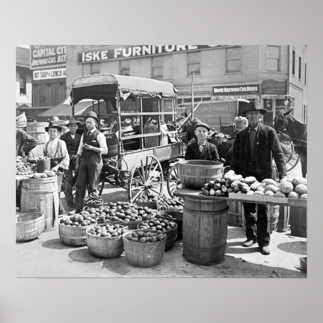 Gemüsemarkt, 1908. Vintage-Foto Poster (Vorne)