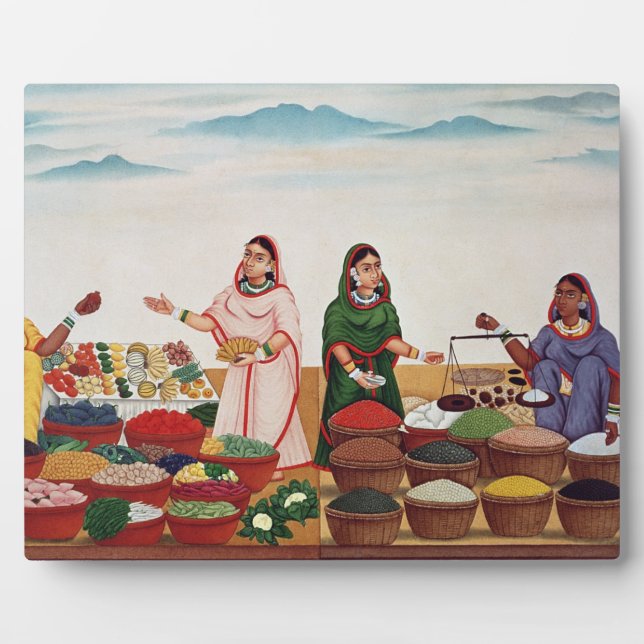 Gemüsemarkt in Benares, c.1840 (gou Fotoplatte (Vorderseite)