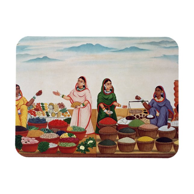 Gemüsemarkt in Benares, c.1840 (gou Magnet (Horizontal)