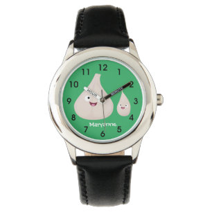 Gemüsemodelle für niedlichen Knoblauch-Cartoon Armbanduhr