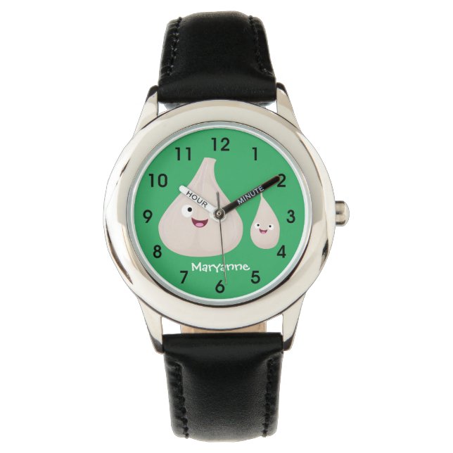Gemüsemodelle für niedlichen Knoblauch-Cartoon Armbanduhr (Vorderseite)