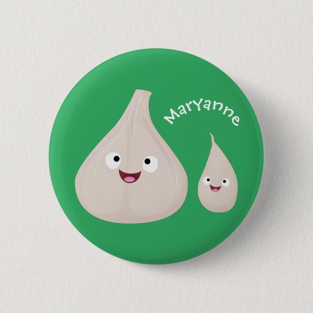 Gemüsemodelle für niedlichen Knoblauch-Cartoon Button (Vorderseite)