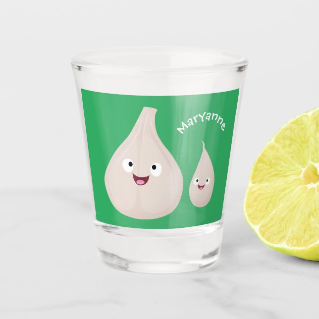 Gemüsemodelle für niedlichen Knoblauch-Cartoon Schnapsglas (Vorderseite)
