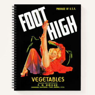 Gemüseschild der 40er Jahre Foot High Gemüses Notizbuch