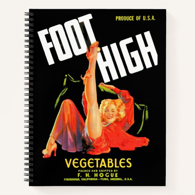 Gemüseschild der 40er Jahre Foot High Gemüses Notizbuch (Vorderseite)