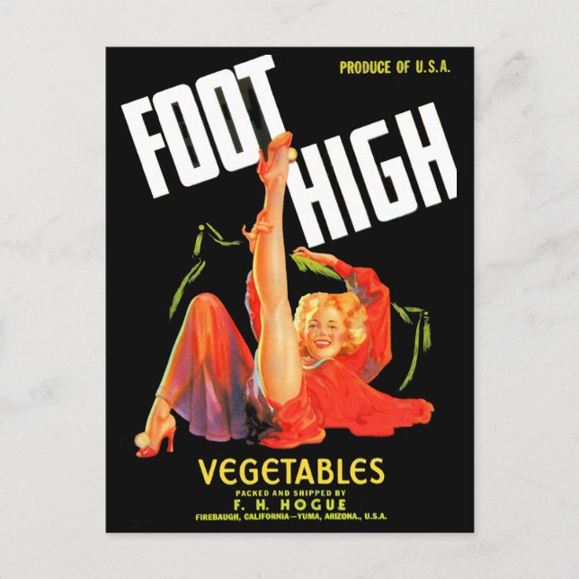 Gemüseschild der 40er Jahre Foot High Gemüses Postkarte (Vorderseite)