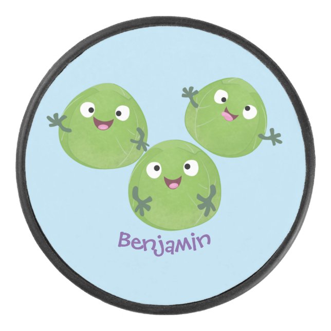 Gemüsesorten von Funny Brussels Cartoon Eishockey Puck (Vorderseite)
