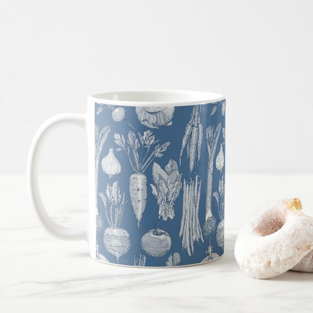 Gemüsestand Gemüse Kobalt Denim Kaffeetasse (Mit Donut)