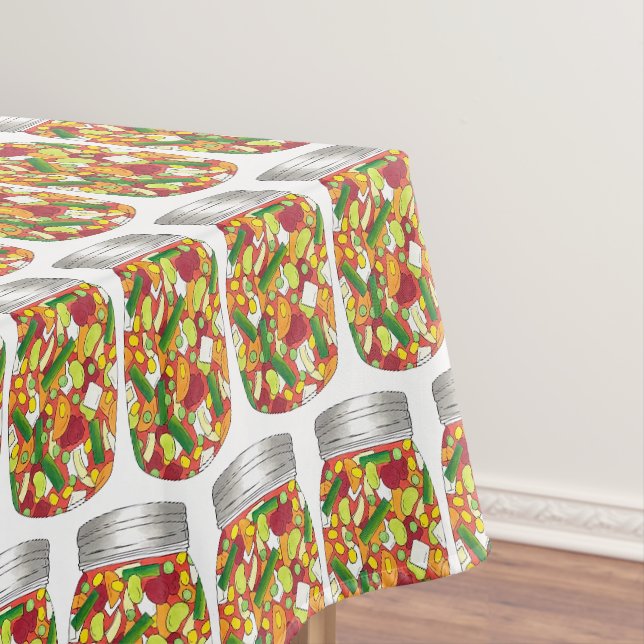 Gemüsesuppe Zuhause Canning Jars Kochen Tischdecke (Beispiel)